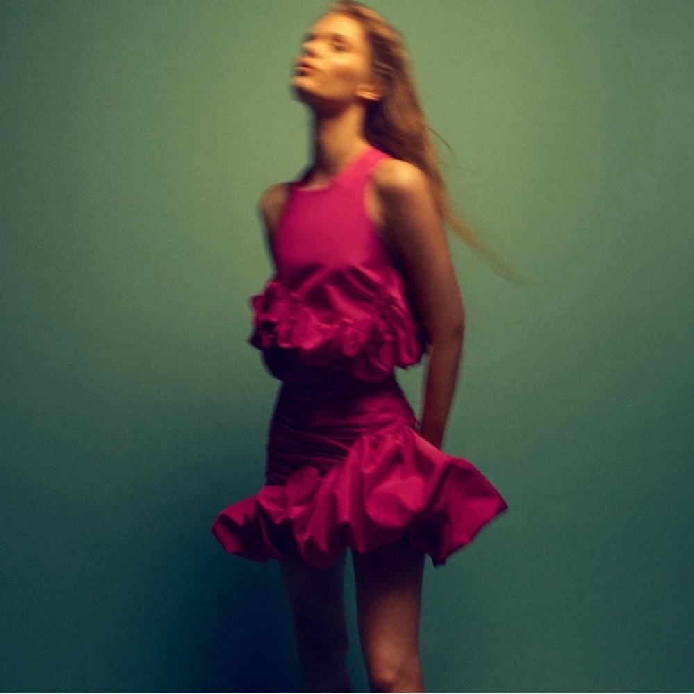 Elegant Pink Ruffle Dress